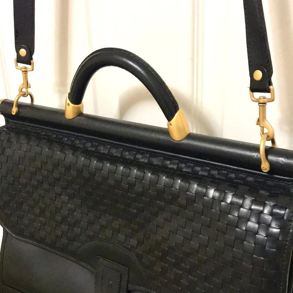 Vintage Hartmann Black Leather Unisex Briefcase